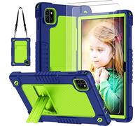 Kebiory Compatible with Callsky-Tab Cpad 10/Ctab 10 10.1 inch Tablet Case Hybrid Kids Friendly Cover with Kickstand Strap 2Pcs Screen Protector For Callsky-Tab Cpad 10/Ctab 10 Tablet (NavyGreen+2 Pcs)