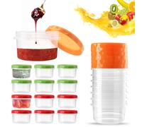 kebitedamai 18 Pcs Small Plastic Food Containers with Lids, 250ML Reusable Small Snack Pots with Lids, Kitchen Storage Containers for Lunch Box Yoghurt Dressing Sauce Pots, Freezer Safe