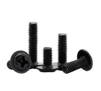 KEBLIN 10pcs M4 M5 M6 Black Pan Head Screws With Washer Fixed Motherboard Screws With Pad DIN967(20mm x10pcs,M6)