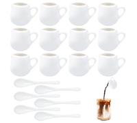 Keboyoe 12 Pcs Mini Milk Jugs 50 ml Small White Ceramic Milk Jug with Handle, Small White Porcelain Milk Jug Reusable Gravy Jugs for Coffee, Milk, Sauces