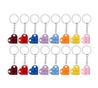 Keboyoe 16pcs Heart Building Block Keychain Brick Keyrings Keychain Brick heart keychain Construction Key Ring heart Keychains Set for Birthday, Party Bag Fillings, Rewards, Party Supplies