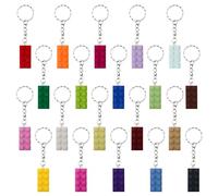 Keboyoe 20pcs Building Block Keyrings Brick Keychain Colourful Plastic Building Blocks Key Ring for Birthday, Party Bag Fillings, Rewards, Party Supplies