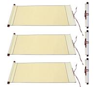 Keboyoe 3 Pcs Rice Paper Scroll, 80×34 cm Chinese Calligraphy Xuan Paper Rice Hanging Scroll Blank Wall Mounting Scrolls for Calligraphy Writing Painting Sumie Home Office Decor (Gold)