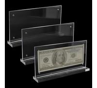 Keboyoe 3 Pieces Clear Acrylic Photo Frame for Dollar Banknotes Acrylic Dollar Bill Holder Protection Tickets Protect Photo Paper and Banknotes, 10 x 20 cm