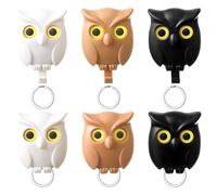 Keboyoe 6 Pcs Owl Key Holder Self-Adhesive 3 Magnetic Key Holder and 3 Ordinary Hooks, Owl Keyring Holder Night Owl Key Hook with Auto Open Close Eyes, Wall-Mounted Key Rack for Home Office Wall Decor