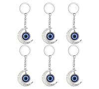 Keboyoe 6 Pcs Turkish Blue Evil Eye Keychain Lucky Evil Eye Keyring Charm Amulet Pendant Beads Keyring for Jewelry Accessories for Men Women Bag Decoration
