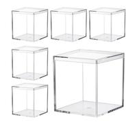 Keboyoe 6pcs 7.5x7.5x7.5cm Acrylic Display Boxes with Lid Clear Plastic Display Box Clear Acrylic display Boxes with Lid acrylic Box Square Cube for Storage Candy Pill Tiny Jewelry Toys Gifts