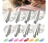 Keboyoe 8 Sizes Rolled Hem Presser Foot Sewing Machine Accessories, Sewing Rolled Hemmer Foot Universal Wide Narrow Feet 3/4/5/6/7/8/9/10 mm Hem Attachment with 8 pcs Sewing Clips Stainless Steel