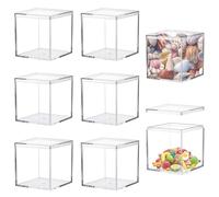 Keboyoe 8pcs Acrylic Display Box with Lid 6.5x6.5x6.5cm Clear Acrylic Plastic Square Cube Clear acrylic display Boxes with Lid Small acryliC displaY Box for Storage Candy Pill Tiny Jewelry Toys Gifts