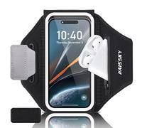 Kebrela Running Phone Armband with Earphone Holder - 3D Design Cell Phone Armband for iPhone 15/14/13 Pro/Plus & Galaxy S20/S10, Water Resistant Sports Phone Holder with Key Slot for 6.9" Device