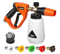 Kebtek Pressure Washer Gun 5200 PSI Compatible with Karcher K2-K7 with Snow Foam Bottle 1L & 5 Nozzle Tips,1/4" Quick Connect and M22 14MM Hose Connector (MRP-001-B)