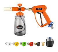 Kebtek Pressure Washer Gun with Adapter Compatible with Nilfisk/Bosch and Snow Foam Bottle 1L, 5 Spray Nozzle 1/4 Inch Quick Connect M22-14 Fitting Car Washing Kit