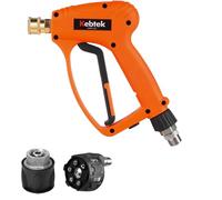 Kebtek Short High Pressure Washer Gun with Swivel 5200PSI, 1/4 Inch Quick Connector, with 6 in 1 Nozzle Tips and Quick Release Adaptor Compatible with Karcher K2-K7
