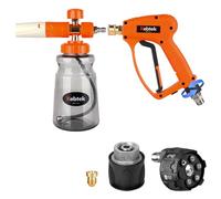 Kebtek Stubby Pressure Washer Gun & Snow Foam Bottle 1L, with Adapter Compatible with Karcher, 6 in 1 Nozzle Tips 1/4" Quick Connect Car Cleaning Kit