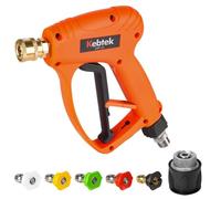 Kebtek Stubby Pressure Washer Gun Swivel 5200 PSI Compatible for Karcher K2-K7, Power Washer Short Snow Foam Gun M22-14mm with 1/4 Inch Quick Connector, 5 Nozzle Tips