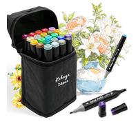 Kebuye 24 Color Dual Tip Art Markers, No Bleeding, Alcohol Based, Perfect for Adult Coloring Books, Drawing, Sketching