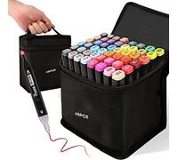 Kebuye 48 Colors Alcohol Markers Set, Dual Tips Blender Art Markers for Drawing Sketching Coloring Artist Pens and Underlining, Professional Permanent Sketch Markers for Kids Adult Coloring
