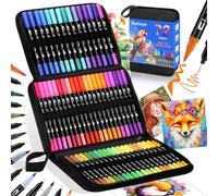 Kebuye Colouring Pens Dual Brush Tip - 72 Coloring Marker Fine & Felt Tips for Adults Begainners Artists Art Supplies for Drawing Coloring Painting Sketching Journaling Coloured Pens for Drawing Book