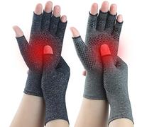 Kecartu 2 Pairs Compression Gloves for Rheumatoid Arthritis, Osteoarthritis, Carpal Tunnel Pain, Fingerless Arthritis Hand Gloves for Women Men Support Work&Computer Typing (Black+Grey, Large)