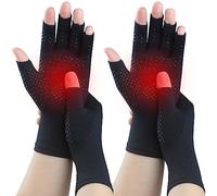 Kecartu 2 Pairs Compression Gloves for Rheumatoid Arthritis, Osteoarthritis, Carpal Tunnel Pain, Fingerless Arthritis Hand Gloves for Women Men Support Work&Computer Typing (Pure Black,Small)
