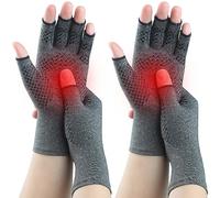 Kecartu 2 Pairs Compression Gloves for Rheumatoid Arthritis, Osteoarthritis, Carpal Tunnel Pain, Fingerless Arthritis Hand Gloves for Women Men Support Work&Computer Typing (Grey, Small)