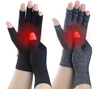 Kecartu 2 Pairs Compression Gloves for Rheumatoid Arthritis, Osteoarthritis, Carpal Tunnel Pain, Fingerless Arthritis Hand Gloves for Women Men Support Work&Computer Typing (Pure Black+Black,Medium)
