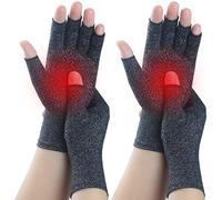 Kecartu 2 Pairs Compression Gloves for Rheumatoid Arthritis, Osteoarthritis, Carpal Tunnel Pain, Fingerless Arthritis Hand Gloves for Women Men Support Work&Computer Typing (Black, Small)