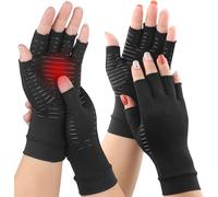 Kecartu 2Pairs Copper Arthritis Compression Gloves for Women Men, Fingerless Compression Gloves for Carpal Tunnel, Swelling, Hand Pain, RSI, Driving, Typing, Support Hands Wrist for Work (Small)