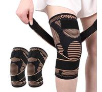 Kecartu Copper Knee Brace for Men Women, Knee Support with Straps - Compression Sleeve for Meniscus Tear, Arthritis, ACL, Joint Pain, Running, Weightlifting, Sports & Recovery (2PCS, XL)