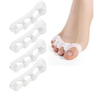 Kecartu Toe Separators, 4-Pack Silicone Toe Spacers for Women Men, Bunion Relief & Toe Corrector, Gel Toes Straighteners for Women Yoga Practice, Hammer Toes, Foot Alignment, White