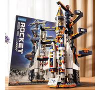 kececo 1432pcs Half-Mechanical Space Launch Rocket Model Kit, Buildable Interior Structure, Extendible Mechanical Arms, Giant Desktop Display Toy, Ideal for Adults Boys