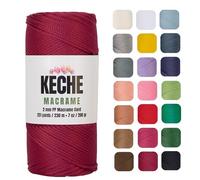 KECHE Macrame Cord | Macrame Supplies 2mm Polyester Macrame Rope Yarn for Table Runner Wall Décor Plant Hanging 251 Yards - Claret Red