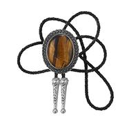 KECOL Men Western Handmade Bolo tie Emerald Stone Neckties Necklace, Dark Brown, One Size