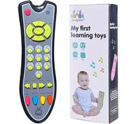 KECOLNA Kids Realistic TV Remote Control Toy with Musical Sound and Soft Light, Early Educational Toy with English Spanish and French 3 Language, Sensory Learning Toys for 6 Months+ Toddlers