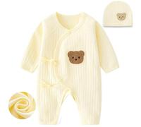 KeCool Newborn Boy Girl Baby Bodysuits Clothes, 100% Cotton Newborn Grows Onesies Comfortable Infant Sleepsuit, Soft Breathable Unisex Baby Outfit Babygrows with Hat for Boys and Girls 3-6 Months