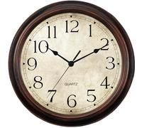 KECYET 14 Inch Wall Clocks Battery Operated Silent Non-Ticking Analog Wall Clock Vintage Retro Rustic Style Decorative for Living Room Kitchen Home Office(Bronze)