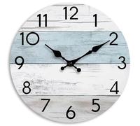 KECYET Wall Clock Silent Non-Ticking Wooden Clocks Battery Operated 12 Inch Small Country Retro Rustic and Beach Style Decorative for Living Room, Kitchen, Home,Bathroom, Bedroom (Blue)