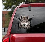KedAiKJ Wolf Car Crack Sticker, 3D Wolf Car Window Decals Car Vinyl Sticker Suitable for Wall Car Glass Bumper Sticker Refrigerator Laptop(10* 10inch)