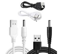 kedakexiao 2 Pcs 5V USB to DC Charging Cable, Replacement Round DC Jack Power Cord for Small Speakers Compatible with Electric Toothbrush, Massager Wand, Vibrator, LED Lights - Black & White