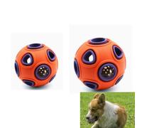 KEDAOLA 2pcs Dog Balls,Dog Balls with Bell Sound, Interactive Treat Dispensing Molar Toy, 2 Sizes Bouncing Play Sphere for Small Medium Dogs (orange)