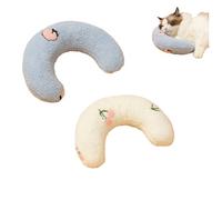 KEDAOLA 2pcs U-Shaped Pet Pillow, Cats Dog Neck Pillow, Plush Small Dogs Half Donut Cuddler, Relief Sleeping Improve Small for Dogs Cats (White and Blue)