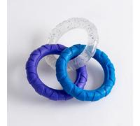 KEDAOLA 3 Interlocked TPR Dog Chew Rings, Textured Tug of War Interactive Toy, Durable Teething Training Play Rings for Small Medium Large Dogs Boredom Relief (Style 2)