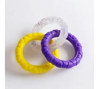 KEDAOLA 3 Interlocked TPR Dog Chew Rings, Textured Tug of War Interactive Toy, Durable Teething Training Play Rings for Small Medium Large Dogs Boredom Relief (Style 3)