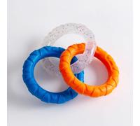 KEDAOLA 3 Interlocked TPR Dog Chew Rings, Textured Tug of War Interactive Toy, Durable Teething Training Play Rings for Small Medium Large Dogs Boredom Relief (Style 1)