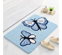 KEDAOLA Bath Mat 40x 60 cm, Cute Butterfly Bathroom Accessory,Soft Absorbent Rug for The Bedroom for Shower Rooms Bedrooms Kitchens Hallways (Blue,60 * 90cm)