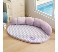 KEDAOLA Cooling Pet Bed, Breathable Summer Cool Mesh Sleeping Mat, Detachable Washable All Season Dog Cat Sofa Cushion, Plush Rim Pet Cooling Pad for Small Medium Pets (purple,80×56 cm)