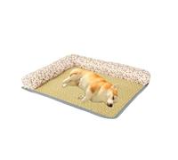 KEDAOLA Dog Bed, Summer Cooler Pet Bed, Rattan Cooling Nest, Thin,Breathable, Pet Bed with Anti-Slip Bottom for Small Medium Dogs Cats (pink,90 x 65 x 4cm)