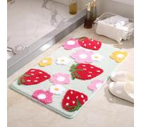 KEDAOLA Non-slip Bath Mat, 45 x 65 cm, Cute Strawberry-Patterned Bathroom Accessory,Soft Absorbent Rug for The Bedroom for Shower Rooms Bedrooms Kitchens Hallways (Green,45 * 65cm)