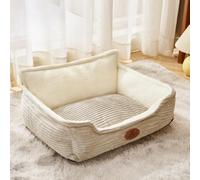 KEDAOLA Self-Warming Plush Dog Bed for Small Medium Dogs, Winter Warm Calming Cat Bed with Raised Sides, Soft Orthopedic Pet Bed for Puppies, Indoor Pets (Grey,45x50 cm)