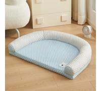 KEDAOLA Semi-Circular Raised Rim Pet Sofa Bed, Breathable Cooling Bubble Mat for Small Medium Dogs Cats, Washable All Season Puppy Sleeping Cushion for Pets Under (blue,74×55 cm)